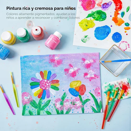 Miniatura 3 de Shuttle Art Juego de pintura de dedos lavable, 53 piezas con 14 colores (2 onzas líquidas), pinceles de pintura, esponja, paleta, pintura de dedos
