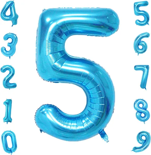Miniatura 15 de Globos de números azul claro de 40 pulgadas, globos de aluminio de Mylar con helio para cumpleaños, globo número 6 para decoración de fiestas