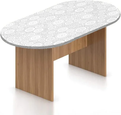 Miniatura 14 de XISUNYA Mantel ovalado ajustable, mantel de poliéster con bordes elásticos grises, diseño digital abstracto suave, estampado urbano moderno, se Gris