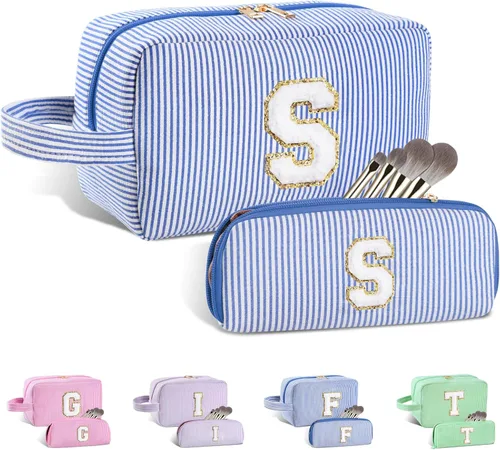 Miniatura 181 de Regalos personalizados para mujeres, bolsa de maquillaje con inicial, bolsa de maquillaje de viaje, bolsa de cosméticos, bolsa de artículos