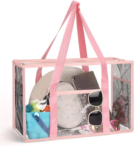Miniatura 10 de Bolsa de mano transparente para playa - Bolsa impermeable de PVC aprobada para estadio - Bolsa transparente extra grande para piscina, concierto