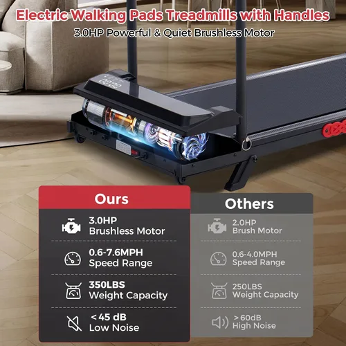 Miniatura 5 de MCRG Walking Pad Treadmill with Incline, 2026 Upgrade Portable Walking pad Treadmill with Handle Bar, 0.6-7.6MPH Small Treadmills Walking Pad for