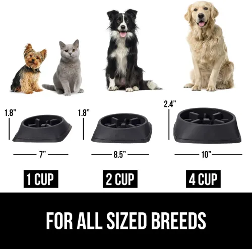 Miniatura 6 de GORILLA GRIP Cuencos para perros de alimentación lenta pendiente de patente, juguete interactivo de rompecabezas de 4 tazas para entrenamiento