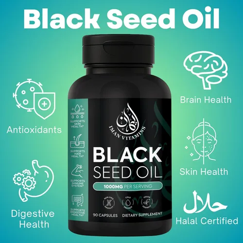 Miniatura 3 de Cápsulas de aceite de semilla negra natural Halal de 1000 mg prensadas en frío, veganas, cápsulas de Nigella Sativa sin OMG, píldoras sin gluten, 90