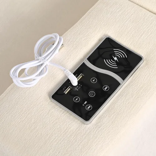 Miniatura 8 de Juego de sofá modular de 4 plazas con puertos de carga USB, sofá modular tapizado con carga inalámbrica, sofá seccional para sala de estar