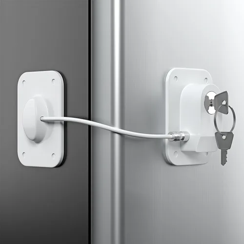 Miniatura 14 de RORMGO Paquete de 2 cerraduras para refrigerador, cerradura para refrigerador con protección de alambre de silicona, cerraduras para nevera