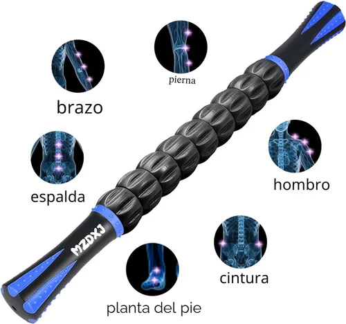 Miniatura 6 de Barra de rodillo muscular para atletas - Destructor de fascia de tejido profundo y masajeador de rodillo para alivio del dolor miofascial - Azul