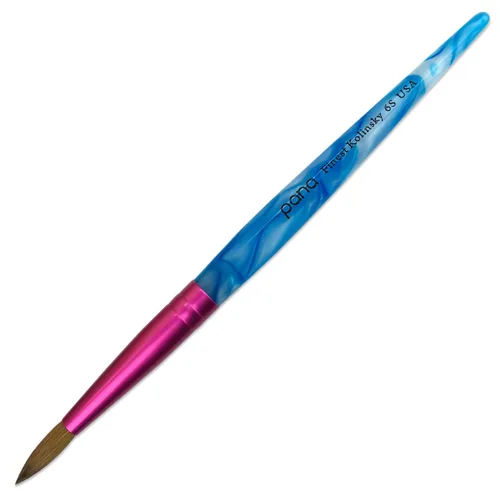 Miniatura 29 de PANA Pure Kolinsky Hair - Pincel para uñas acrílicas de pelo, forma redonda, virola rosa con mango azul con remolino blanco (tamaño 16)