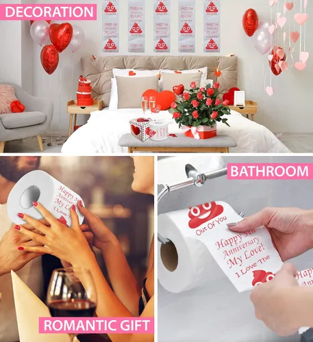Miniatura 5 de Impreso TP Happy 5th Anniversary My Love papel higiénico regalo – Divertido regalo de quinto aniversario para marido, esposa, novio, novia, broma