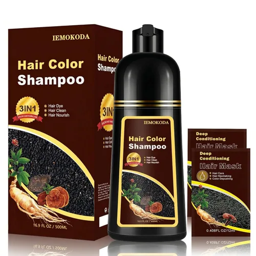 Miniatura 15 de Champú para Teñir el Cabello Marrón Cerezo 3 en 1, Champú para el Color del Cabello que Funciona en Minutos, Champú para Cabello Marrón & Champú