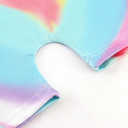Miniatura 9 de HOZIY - Leotardos de gimnasia con pantalones cortos brillantes para niñas pequeñas; estampados de unicornio, aurora, arco iris, sirena, dinosaurio