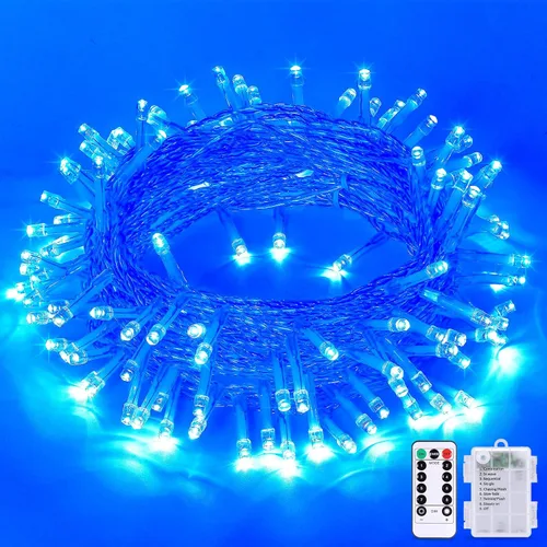 Miniatura 23 de JMEXSUSS Luces de Navidad multicolor que funcionan con pilas con 8 modos de control remoto, impermeables, 33 pies, 100 luces LED de Navidad