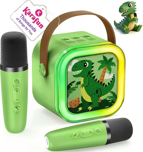 Miniatura 19 de IROO - Máquina de karaoke para niños y adultos, minialtavoz Bluetooth portátil con 2 micrófonos inalámbricos y luces de fiesta, para celular, regalo