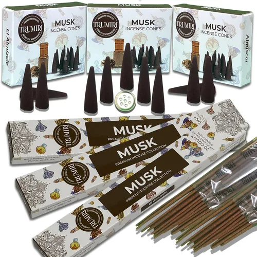 Miniatura 14 de Paquete combinado de varillas de incienso ámbar y conos de incienso, 60 varillas de incienso + 30 conos de insencia, incienso, conos de incienso