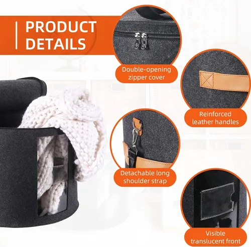 Miniatura 4 de Caja grande para sombreros de 19 pulgadas, cajas de almacenamiento para sombreros para mujeres, grandes y redondas para hombres, cajas plegables