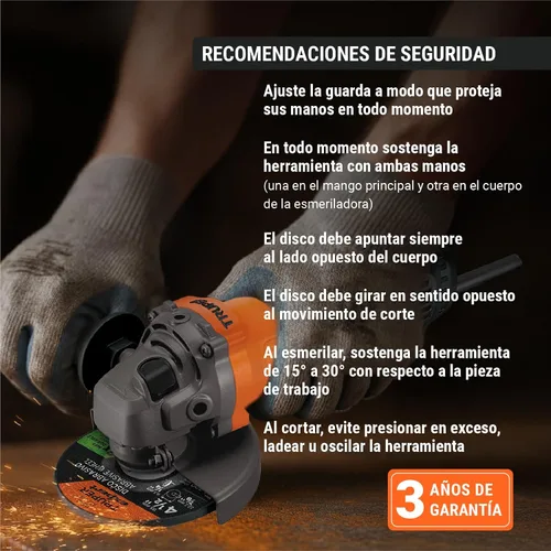 Miniatura 6 de Amoladora angular 4-1/2 ', profesional, 800 W