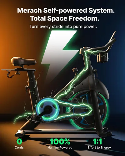 Miniatura 2 de Merach Bicicleta estática magnética, bicicleta estacionaria de bajo ruido para el hogar con cómodo cojín de asiento, bicicleta giratoria