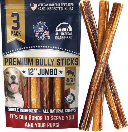 Miniatura 17 de Devil Dog Pet Co. Palitos Bully Trenzados para Perros – Paquete de 3 Golosinas Masticables de 6 Pulgadas, 100% Naturales, de un Solo Ingrediente