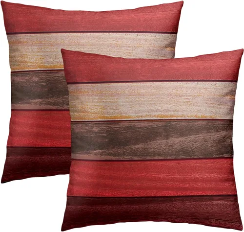 Funda de almohada de madera de color rojo marrón de 18 x 18 pulgadas, fundas de almohada decorativas para el hogar, sofá y cama de 18 x 18 pulgadas