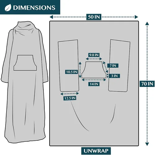 Miniatura 6 de PAVILIA Manta con Mangas para Adultos Mujeres Hombres, Manta Suave y Cálida Usable de Vellón Envolvente Tipo Throw, Manta Bata Regalo