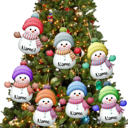 Miniatura 14 de 7 adornos de Navidad personalizados con nombre personalizado muñeco de nieve para árbol de Navidad, decoraciones colgantes regalos personalizados
