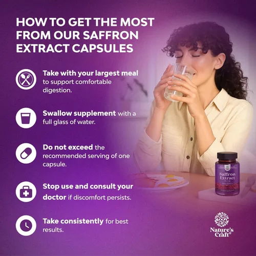 Miniatura 4 de Suplementos de extracto puro de azafrán – Cápsulas de extracto de flor de azafrán de azafrán para un buen estado de ánimo, apoyo al metabolismo