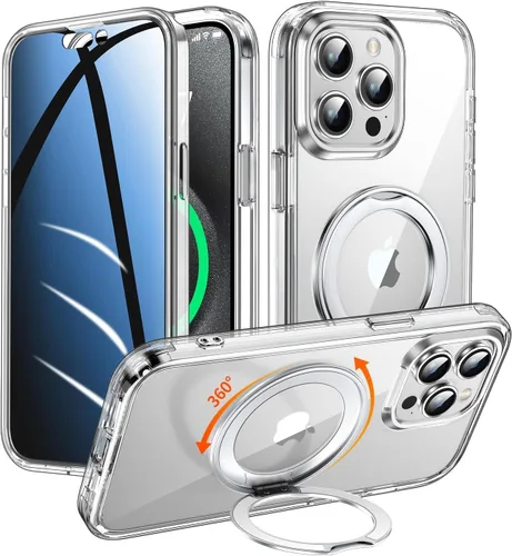 Miniatura 22 de Funda de privacidad para iPhone 17 Pro Max con soporte de 360° [protector de pantalla antiespía integrado] [anillo magnético] protección de cuerpo