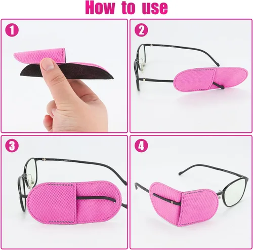 Miniatura 4 de 6 parches para ojos, parches para ojos de gran tamaño, reutilizables, no tejidos, para adultos y niños, ojo perezoso, ambliopía, estrabismo (rosa)