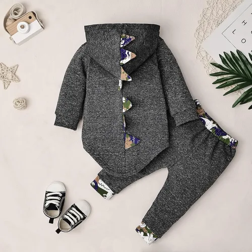 Miniatura 3 de FOCUTEBB Conjunto de ropa para bebé niño a cuadros para otoño e invierno, de manga larga, sudadera con capucha y pantalones