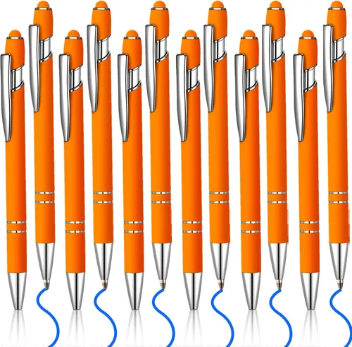 Miniatura 9 de 12 bolígrafos de tinta azul con punta de lápiz capacitivo, bolígrafo de metal de 0.039 pulgadas para pantallas táctiles, 2 en 1, regalo para amigos