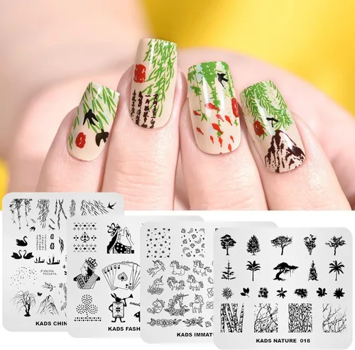 Miniatura 6 de KADS Juego de 21 platos para sellos de uñas, 20 platos, copos de nieve de Navidad, lindos animales + 1 bolsa de almacenamiento de sinfonía láser