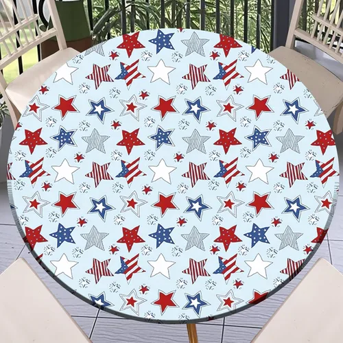 Miniatura 25 de Round Fitted Tablecloth with Elastic Outdoor Table Cover Round Elastic Tablecloths for Tables Waterproof Wipeable Table Cloths for