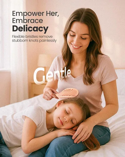 Miniatura 3 de AIMIKE Cepillo para desenredar, cepillo desenredante ventilado para cabello mojado y seco con cerdas suaves, cepillo para desenredar sin dolor