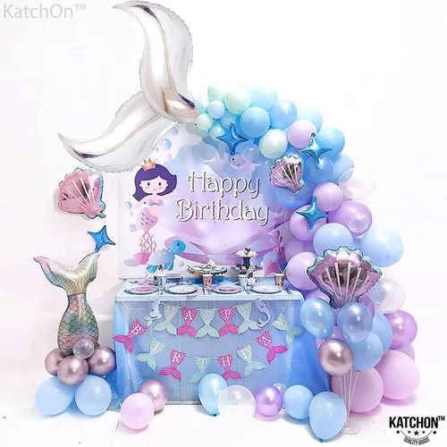 Miniatura 5 de KatchOn Globo azul con cola de sirena de 25 pulgadas, paquete de 6, globos para guirnalda de sirena, globo de aluminio para decoraciones