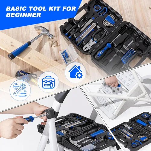 Miniatura 4 de Prostormer - Kit de herramientas de 93 piezas, juego básico de herramientas para reparaciones del hogar con estuche de almacenamiento, pequeño kit