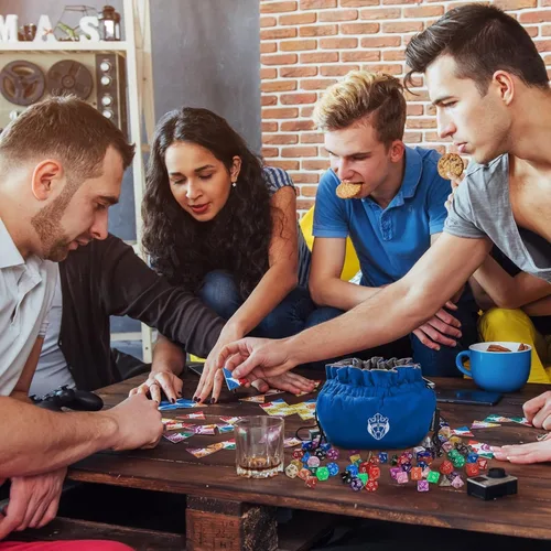 Miniatura 8 de CardKingPro Bolsas Inmensas para Dados con Bolsillos - Azul - Capacidad para 150+ Dados - Gran Organizador para Acaparadores de Dados, Perfecto