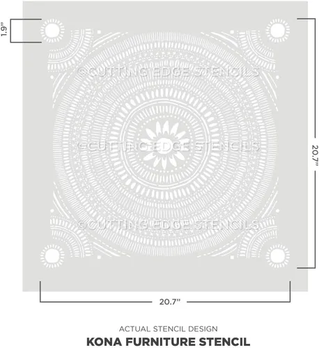 Miniatura 3 de Kona Furniture Stencil - Plantilla bohemia inspirada en textiles tribales africanos, plantillas de muebles fáciles de usar para una actualización