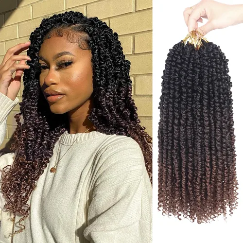 Miniatura 110 de Bileaf Cabello de Ganchillo Passion Twist Pre-retorcido de 10 Pulgadas, 8 Paquetes de Ganchillo Passion Twist, Cabello Corto Passion Twist