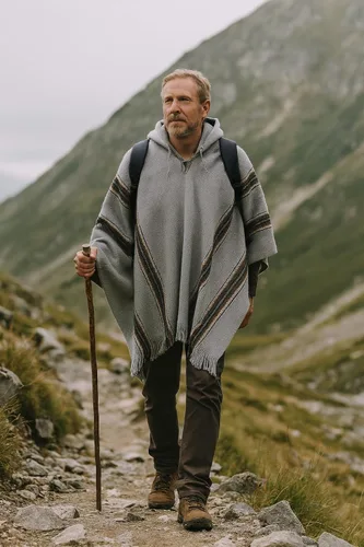 Miniatura 26 de Gamboa Poncho de alpaca para hombre Pancho mexicano con capucha vaquero y ponchos occidentales manta para adultos