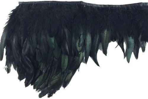 Miniatura 4 de KOLIGHT Paquete de 2 yardas con flecos de plumas de gallo natural de 5-7 pulgadas de ancho, decoración de bricolaje (negro)