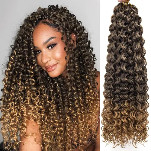 Miniatura 59 de QRHSUKA - Mechones rizados con ganchillo GoGo, cabello ondulado con ganchillo de agua para mujeres, sintético gris, trenzado bohemio, trenza de onda