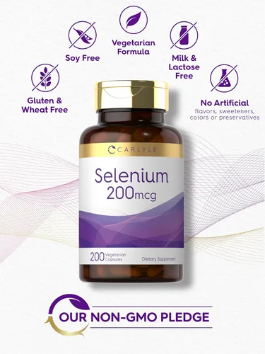 Miniatura 5 de Carlyle Selenio sin levadura 200 mcg 200 cápsulas Mineral esencial de L-selenometionina Suplemento vegetariano, sin OMG y sin gluten