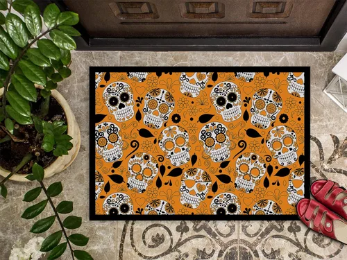 Miniatura 3 de Caroline's Treasures BB5127MAT - Tapete con diseño de calavera india, 18 x 27 pulgadas, para interiores y exteriores, antideslizante, lavable