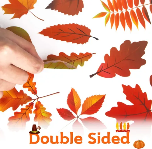 Miniatura 3 de 158 calcomanías de Acción de Gracias para ventana de vidrio, calcomanías de doble cara para ventana de otoño, pavo de otoño, ofertas de decoración