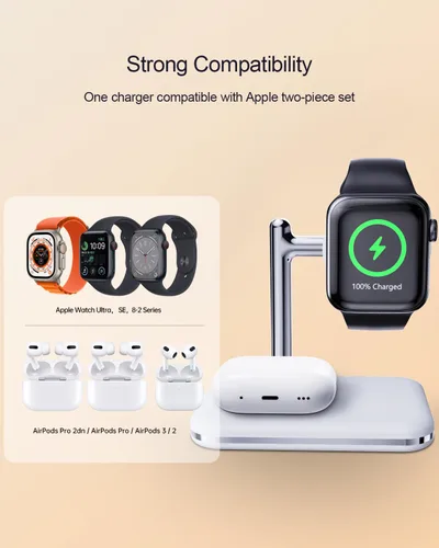 Miniatura 9 de Soporte de carga 2 en 1 para Apple Watch y AirPods, base de carga plegable compatible con Apple Watch Series Ultra/10/9/8/7/6/Se/5/4/3 y Airpods