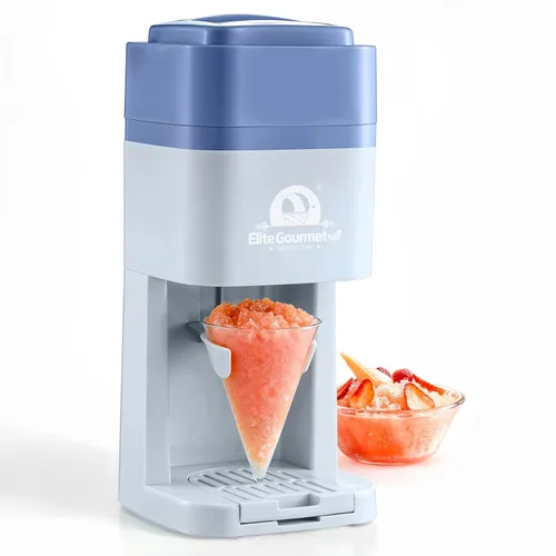 Elite Gourmet Máquina de Conos de Nieve y Hielo Raspado, ESI2215P, Granizados Refrescantes, Margaritas, Bebidas Boba, Cono de Nieve y Soporte y