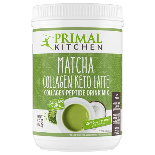 Primal Kitchen Matcha Colágeno Keto Latte en Polvo, Péptidos de Colágeno Sin Azúcar, 9.33 Onzas