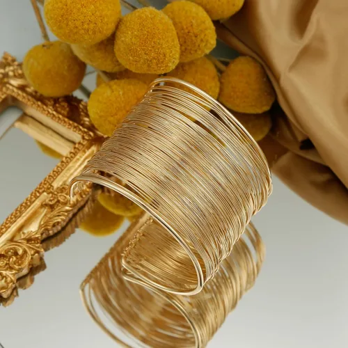 Miniatura 4 de BOMAIL Pulseras doradas para mujer, brazalete de brazo superior para brazo, pulsera ancha abierta de oro, pulsera de joyería