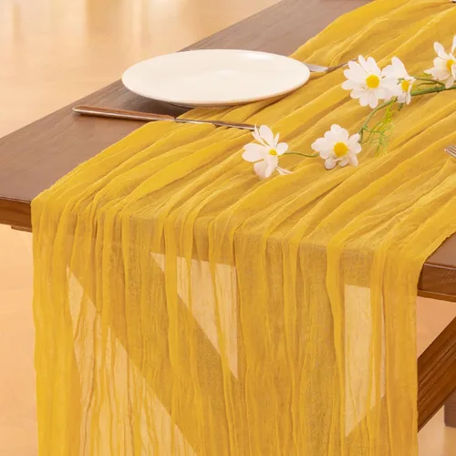 Miniatura 26 de Socomi - 10 caminos de mesa de gasa, estilo bohemio y rústico, para primavera, Pascua, bodas, fiestas, baby showers, cumpleaños y decoración, 120