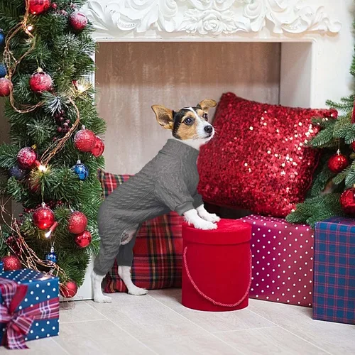 Miniatura 6 de Suéteres para perros grandes, cuello alto, ropa de punto para mascotas, suéter de color sólido para cachorros, suéter cálido para perros (gris y L)